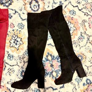 NWOT Suede Black Knee High Block Heel